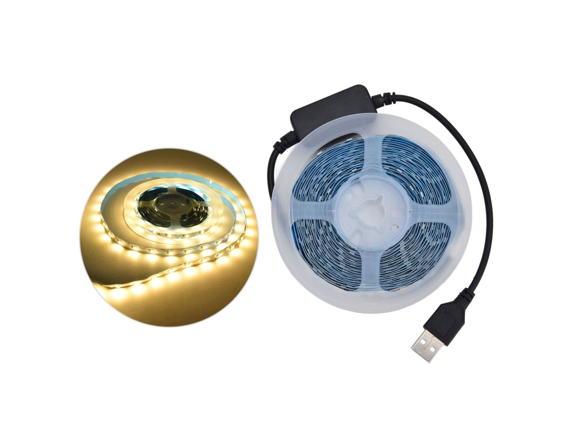 2026-tira Led De Luz Con Sensor De Movimiento 5v Usb Luz Cálida Para Armarios Pasillos 5m