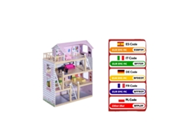 Casa de muñecas, material de madera, dimensiones 60x30x80 cm, 13 accesorios incluidos, apta para niñas, construcción duradera.