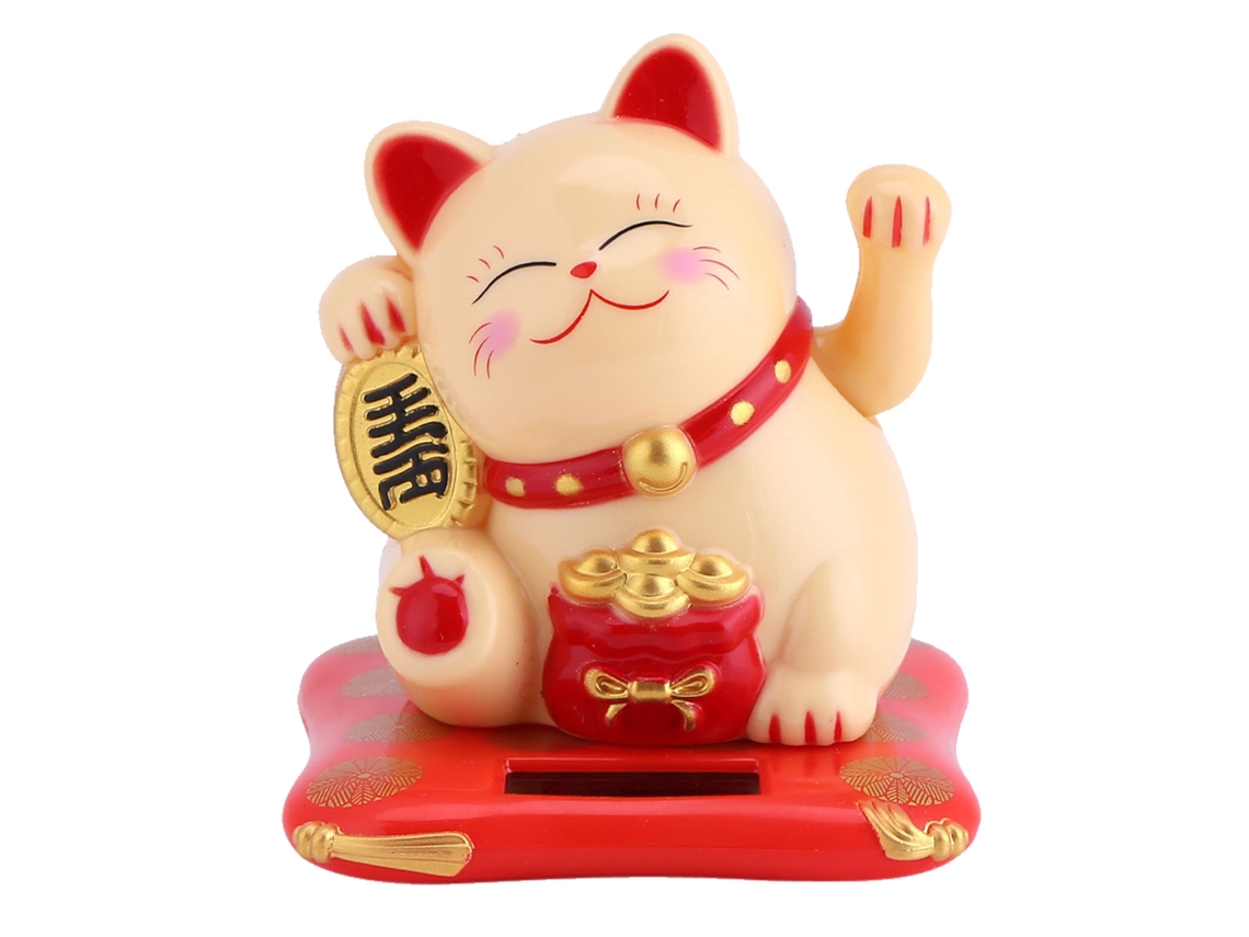 Gato Amarillo Saludando, Símbolo Solar De Buena Suerte Y Prosperidad, Decorativo Para El Hogar Y El Coche.