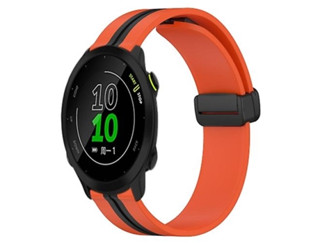 Correa De Reloj Inteligente Para Garmin Forerunner 158, Correa De Reloj De Silicona Con Cierre Magnético Plegable De 20Mm, Color Naranja Y Negro VE...