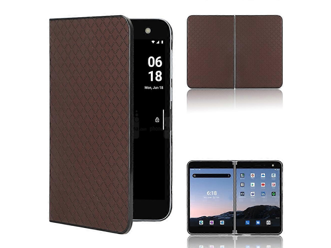 Compre una capa protectora para el teléfono Flip Grid envuelto en cuero Microsoft Surface Duo, marrón antiguo Hengrongshen