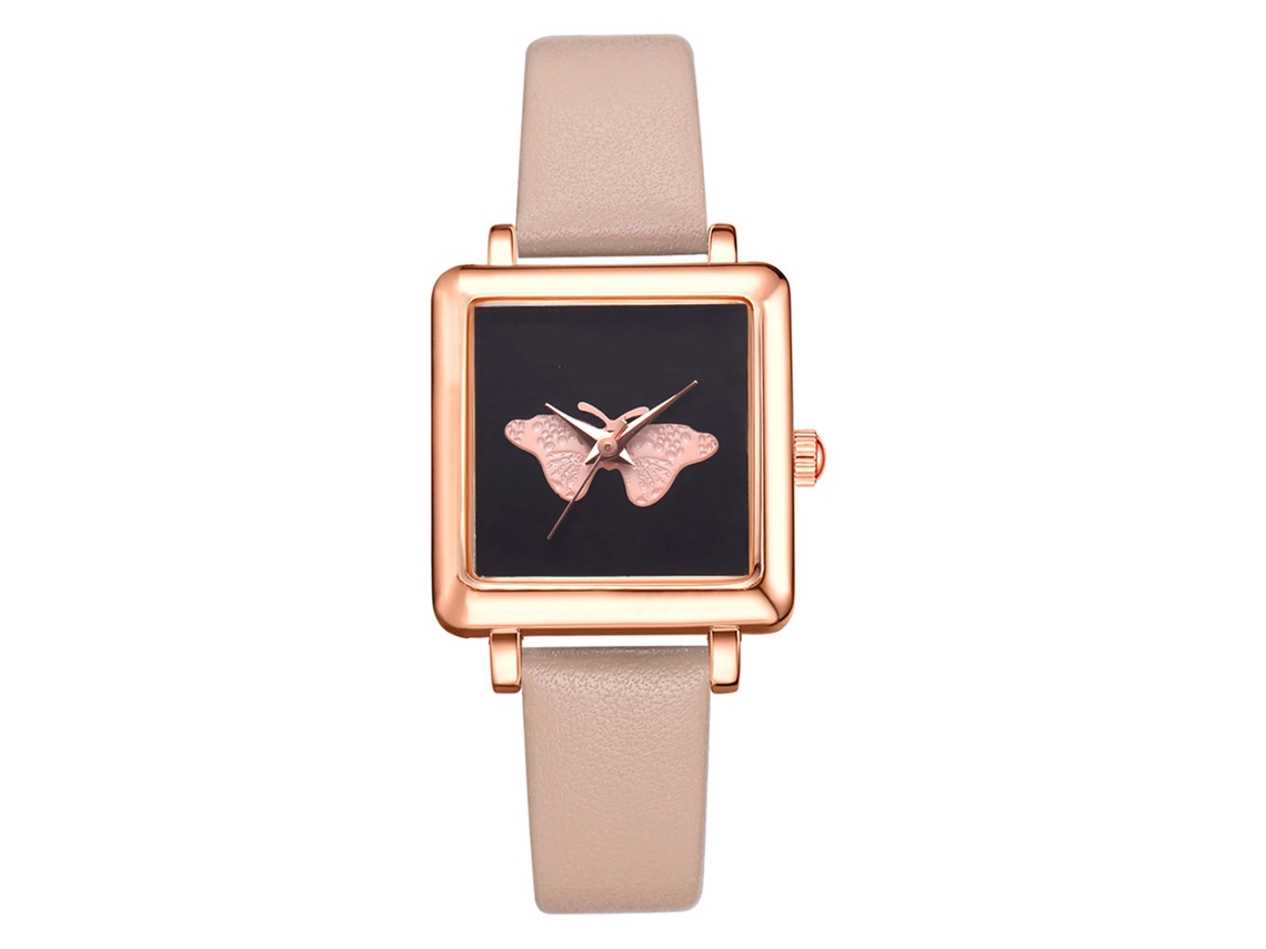 Reloj De Pulsera Informal Para Mujer Lvpai Con Esfera Cuadrada Y Correa De Piel Sintética Beige.