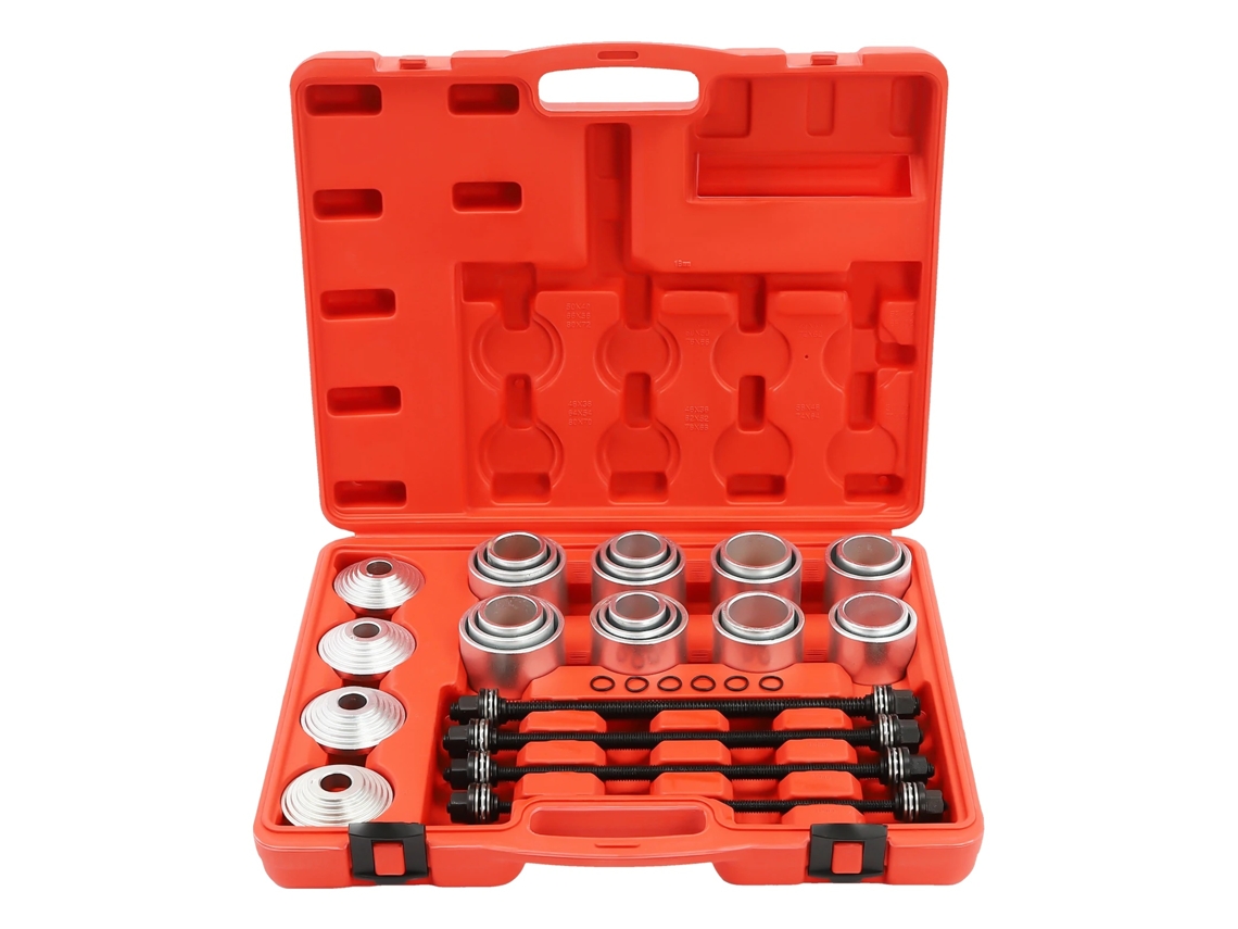 Juego de herramientas para desmontar bujes de automóviles, 28 piezas, acero al carbono duradero, rojo.