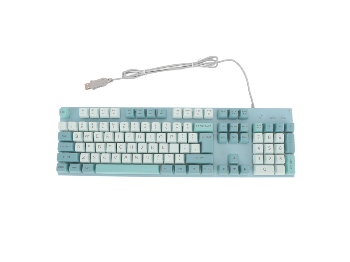 Teclado Gamer Com Fios Painel Metal Letras Grandes Retroiluminado Usb Para Computador Notebook Branco Azul Claro