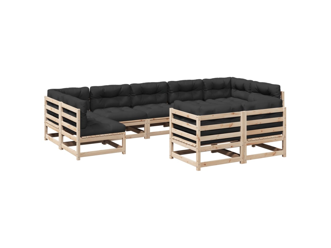 Maison Exclusive - Juego De Sofás De Jardín 9 Pzas Con Cojines Madera Maciza Pino