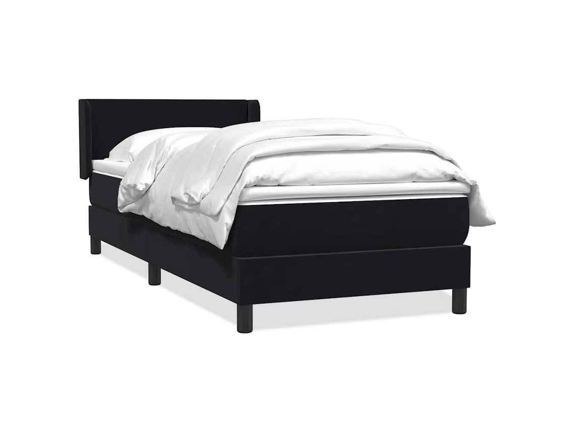 Maison Exclusive - Cama Box Spring Con Colchón Cuero Sintético Negro 80x220 Cm