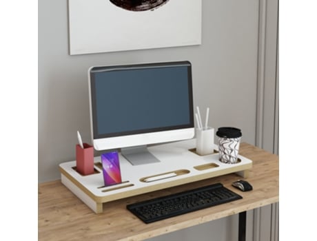 Soporte para Monitor [EN.CASA] (Blanco - MDF - 7 x 54 x 30 cm)