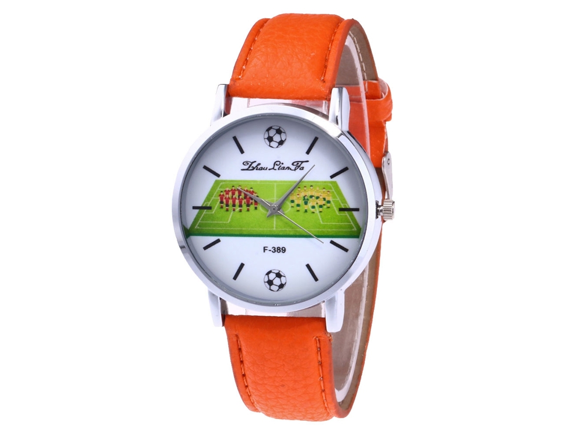Reloj De Cuarzo Para Mujer Zhoulianfa F-389a Con Correa De Cuero Naranja, Estilo Moderno.