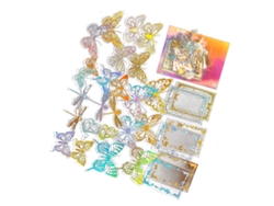 30 pegatinas transparentes de PET con marco de encaje, juego de pegatinas decorativas para álbumes de recortes, papelería, tarjetas, diseño de mariposa.