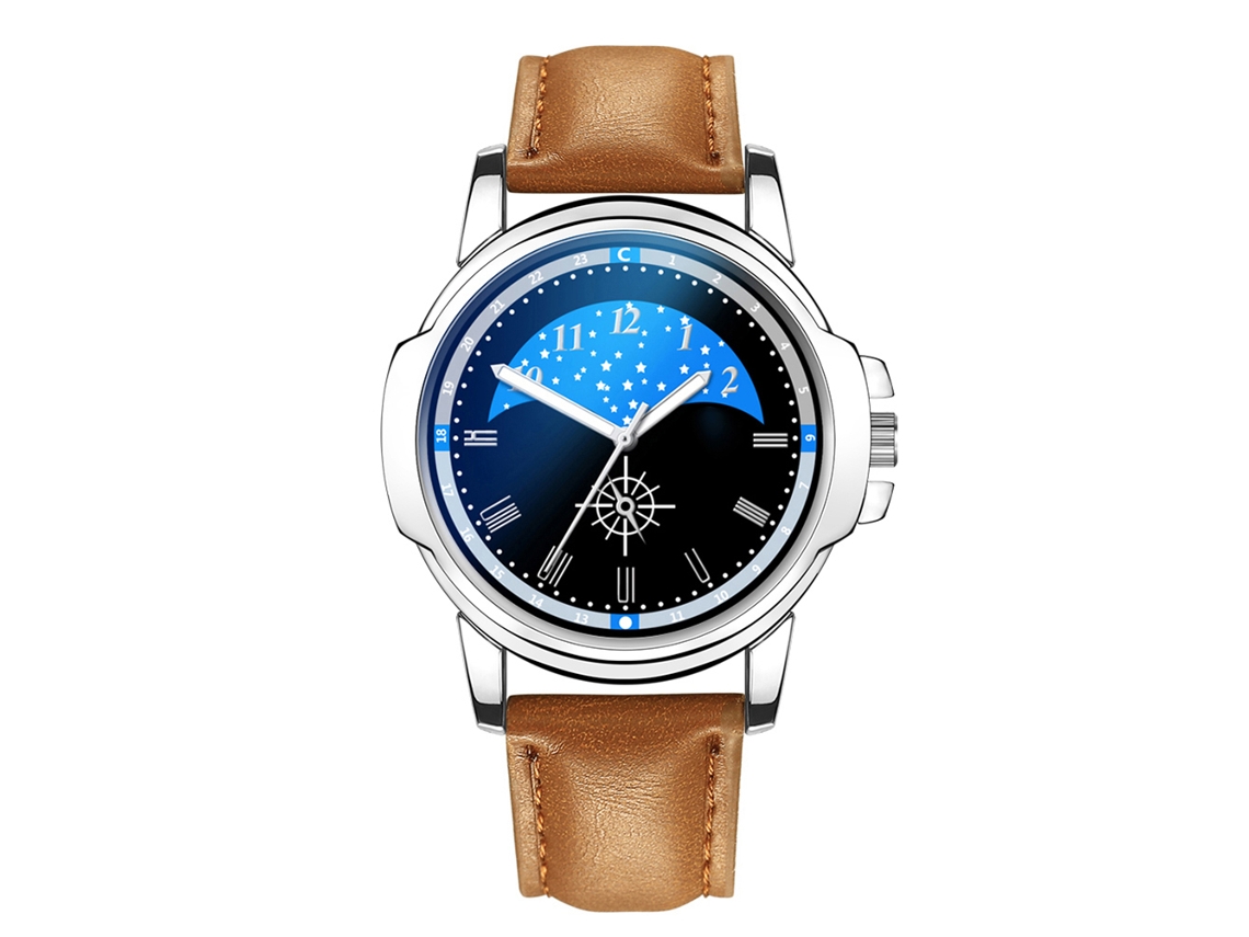 Reloj De Negocios Clásico Para Hombre Con Correa De Cuero Y Movimiento De Cuarzo (marrón Claro, Correa Negra).
