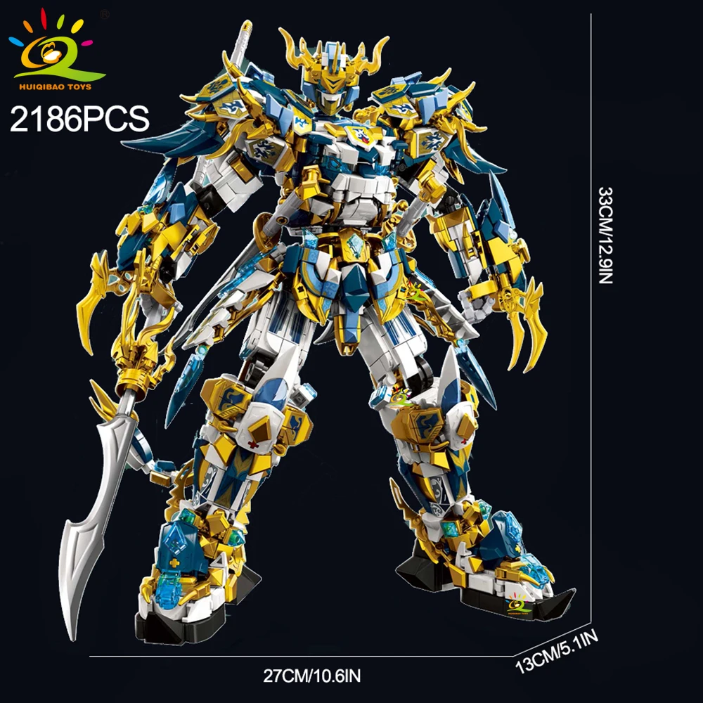 Bloques de construcción de robot guerrero mecánico, estilo chino, figura articulada.
