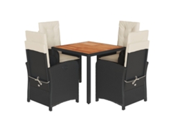 Maison Exclusive - Set De Muebles Jardín 5 Pzas Con Cojines Ratán Sintético Negro