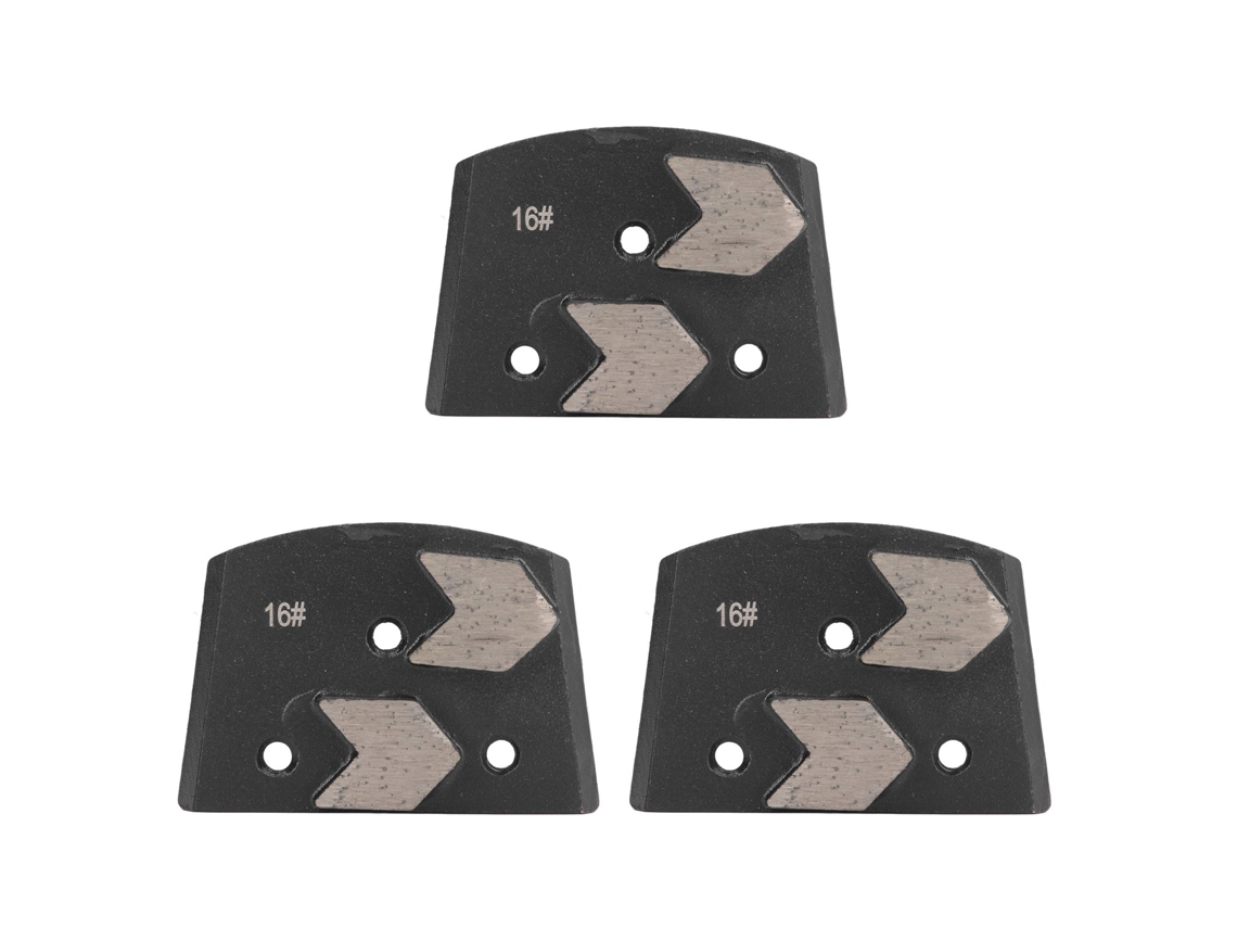 3 Almohadillas De Lijado De Diamante Trapezoidales Negras Con 2 Dientes En Forma De Flecha Para Pulir Suelos De Hormigón, Grano 16.
