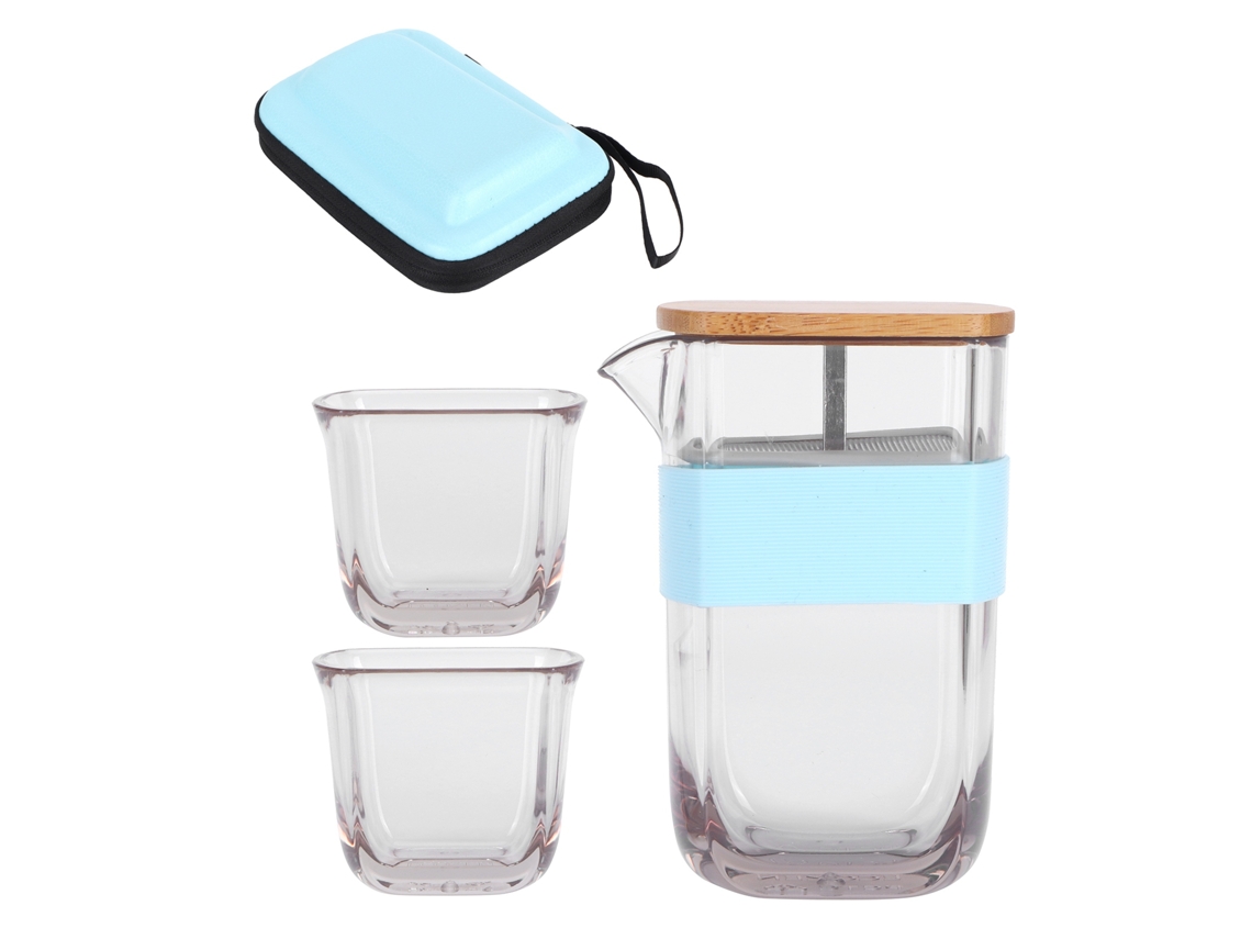 MEOIRUERY Juego de Té de Viaje 230ml, Tetera PCTG Portátil con Filtro y Vaso, Kit Regalo para Hogar y Oficina