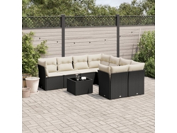Conjunto de sofás de jardín de 9 piezas DKD Home Decor con cojines de mimbre negros
