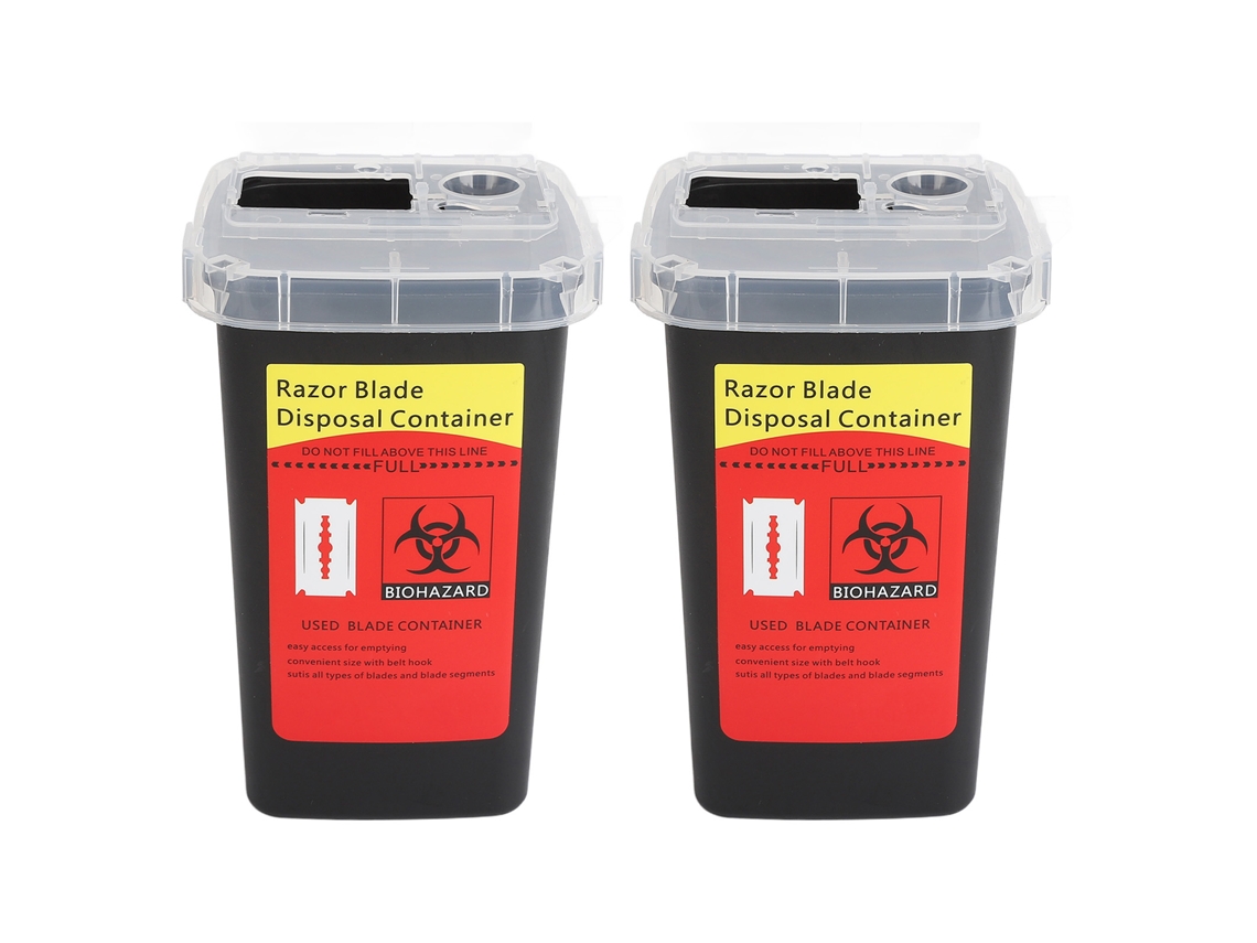 2 Piezas Contenedor De Desecho De Cuchillas Con Tapa Abatible Caja De Almacenamiento Para Peluquerías