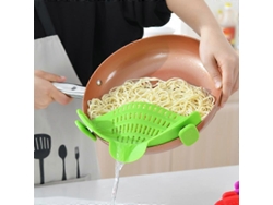 Colador Ajustable De Silicona Para Ollas, Sarténs Y Bowls - Clip Universal Y Compacto Color Verde