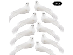 12 mini palomas artificiales con plumas blancas, artículo decorativo ornamental para árbol de Navidad, hogar, jardín, bodas y decoración de fiestas.