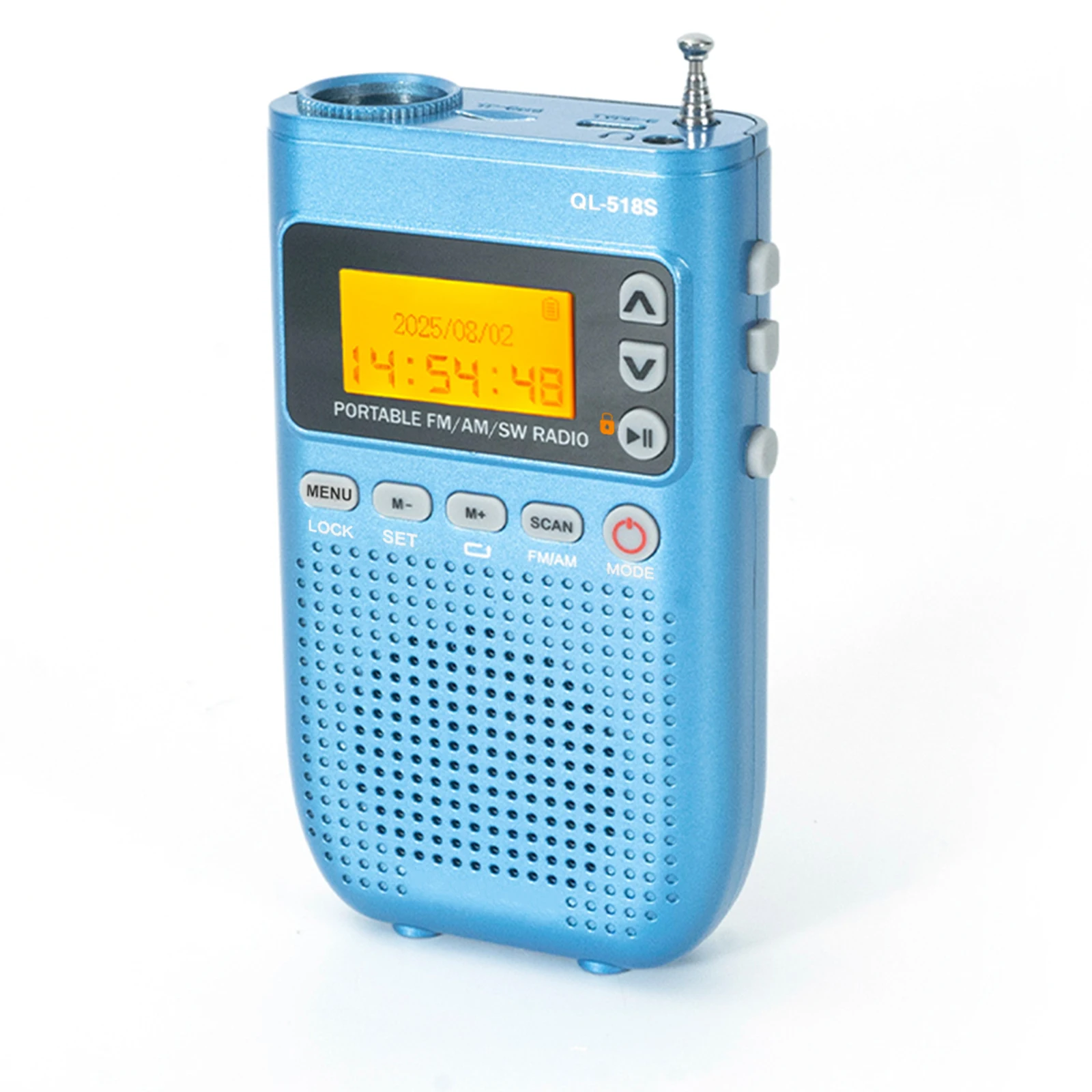 Mini radio FM/AM/SW con altavoz Bluetooth, linterna, temporizador y tarjeta TF (MDUG)