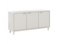 Armário Baixo Com 3 Portas E Prateleiras Para Escritório Em Casa Beliani Korvo De Aço Creme 140x42x70