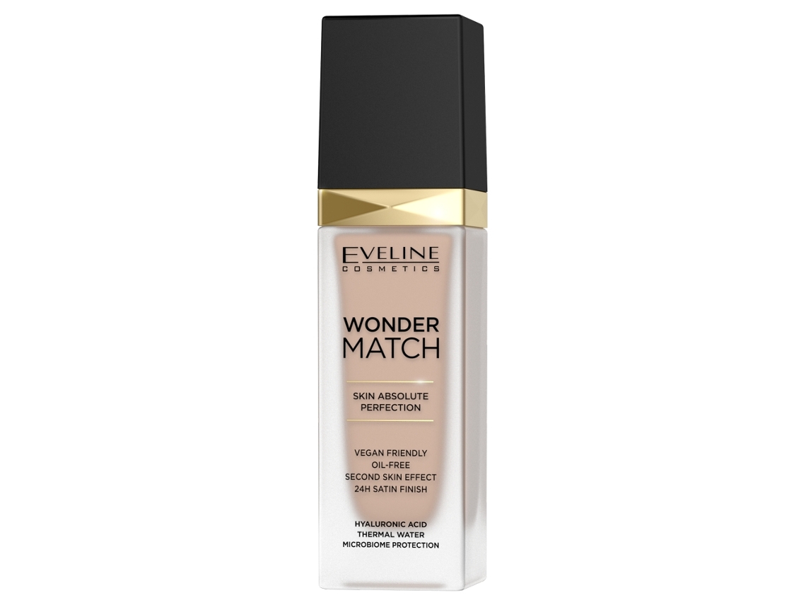 Base De Maquillaje Eveline Cosmetics Wonder Match, Tonalidad 35 Beige Soleado, 30 Ml