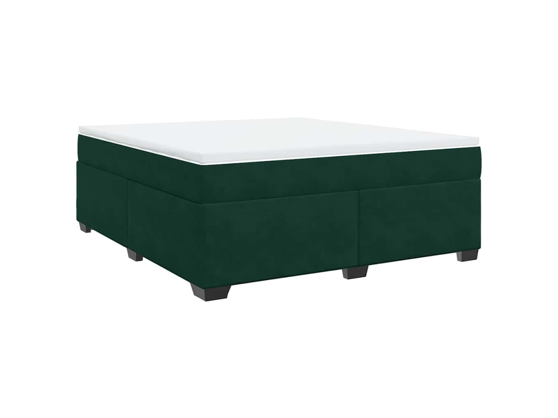 Maison Exclusive - Cama Box Spring Con Colchón Terciopelo Verde Oscuro 180x200 Cm