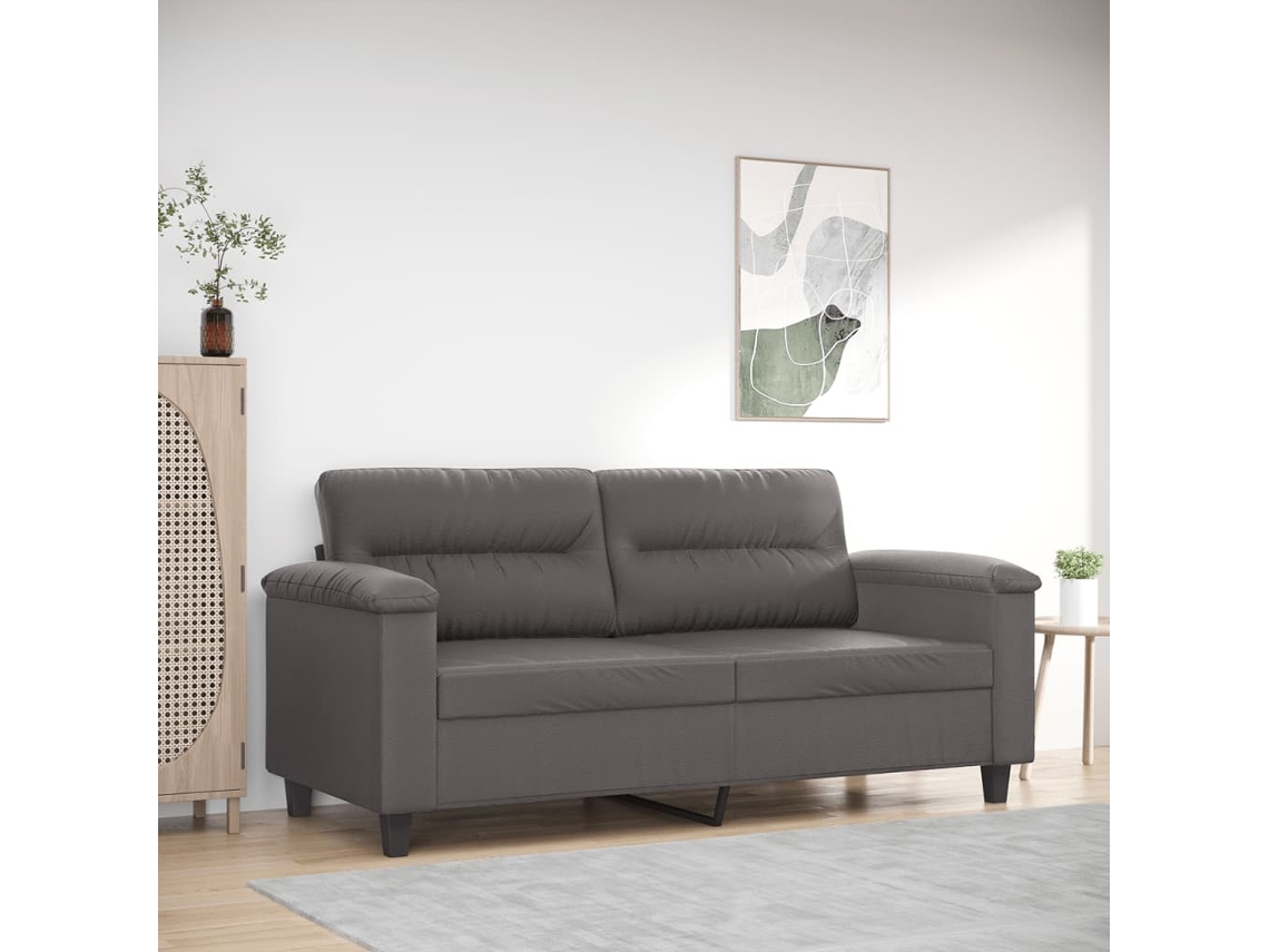 Sofá De 2 Plazas | Sofá De Salón | Sofá De Descanso De Cuero Sintético Gris 140 Cm