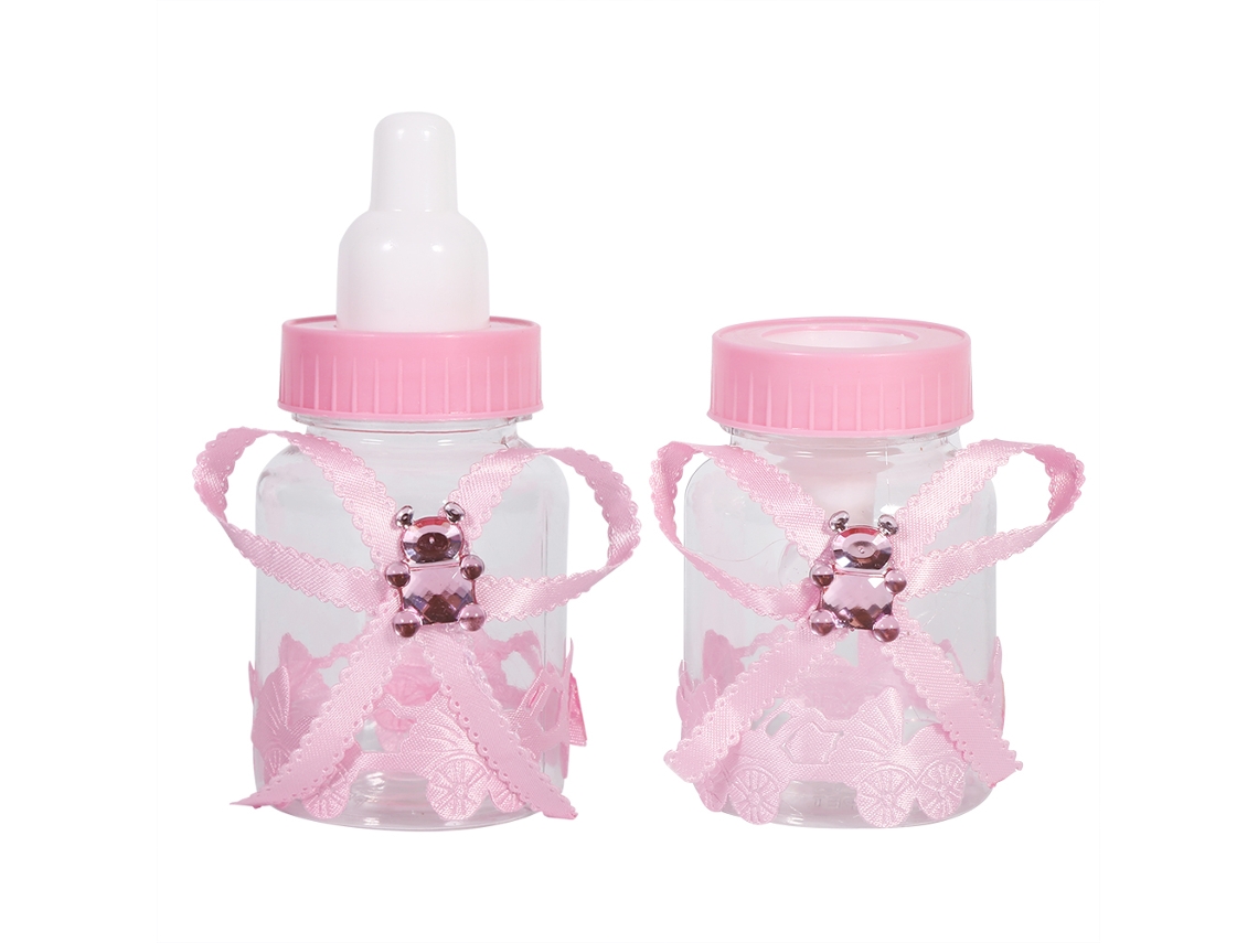 50 Botellas De Plástico Rosa Para Dulces, Ideales Para La Decoración De Fiestas De Baby Shower.