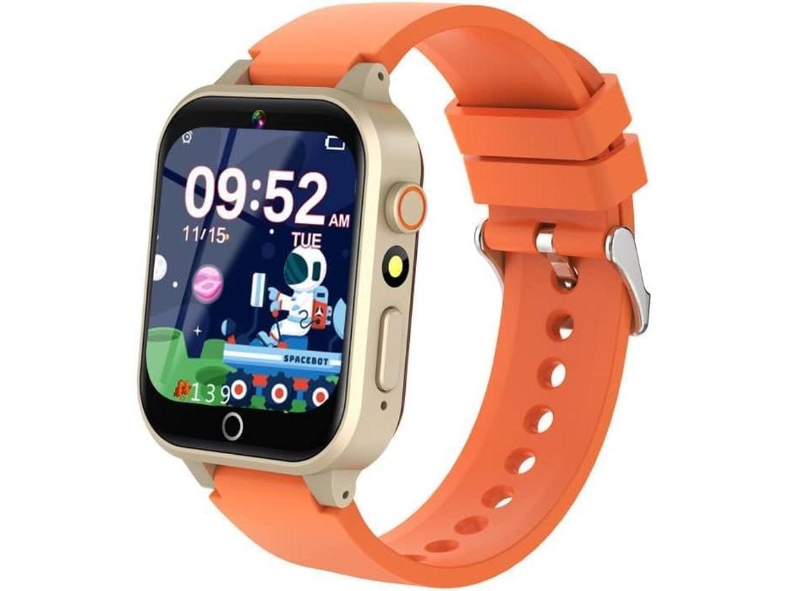 Reloj inteligente Mdug para niños, incluye 26 juegos educativos, cámara táctil HD (sin función de llamada) (naranja)