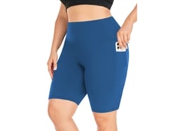 Shorts De Ioga Femininos Plus Size - Com Bolsos - 3xl Azul Siurn