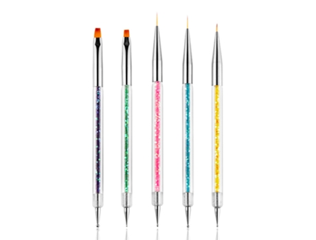 Pinceles Para Decoración De Uñas Pincel De Doble Punta Y Kit De Herramientas Para Puntear Bolígrafo Para Uñas Con Mangos Brillantes -Style1 ZMDECQN...