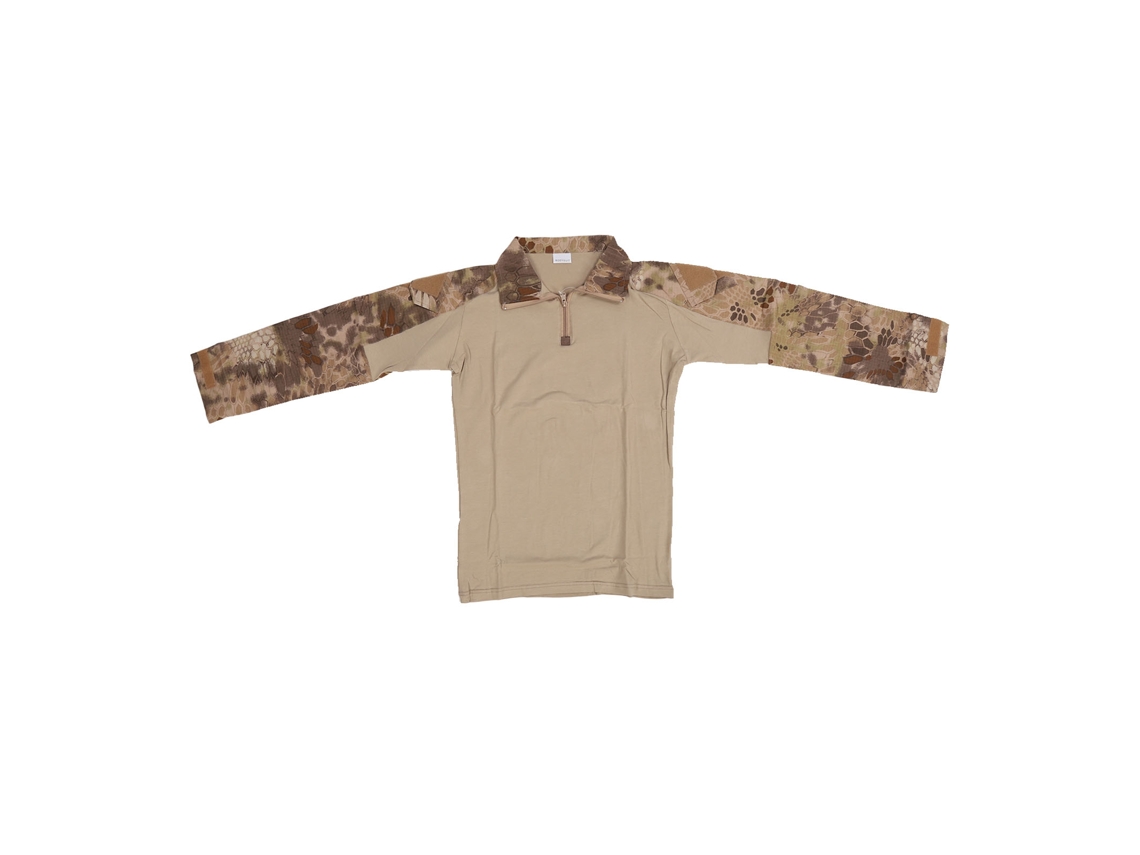 Camisa De Combate Unisex De Manga Larga Con Coderas Y Bolsillo En El Hombro, Estampado De Pitón Marrón, Talla Xl