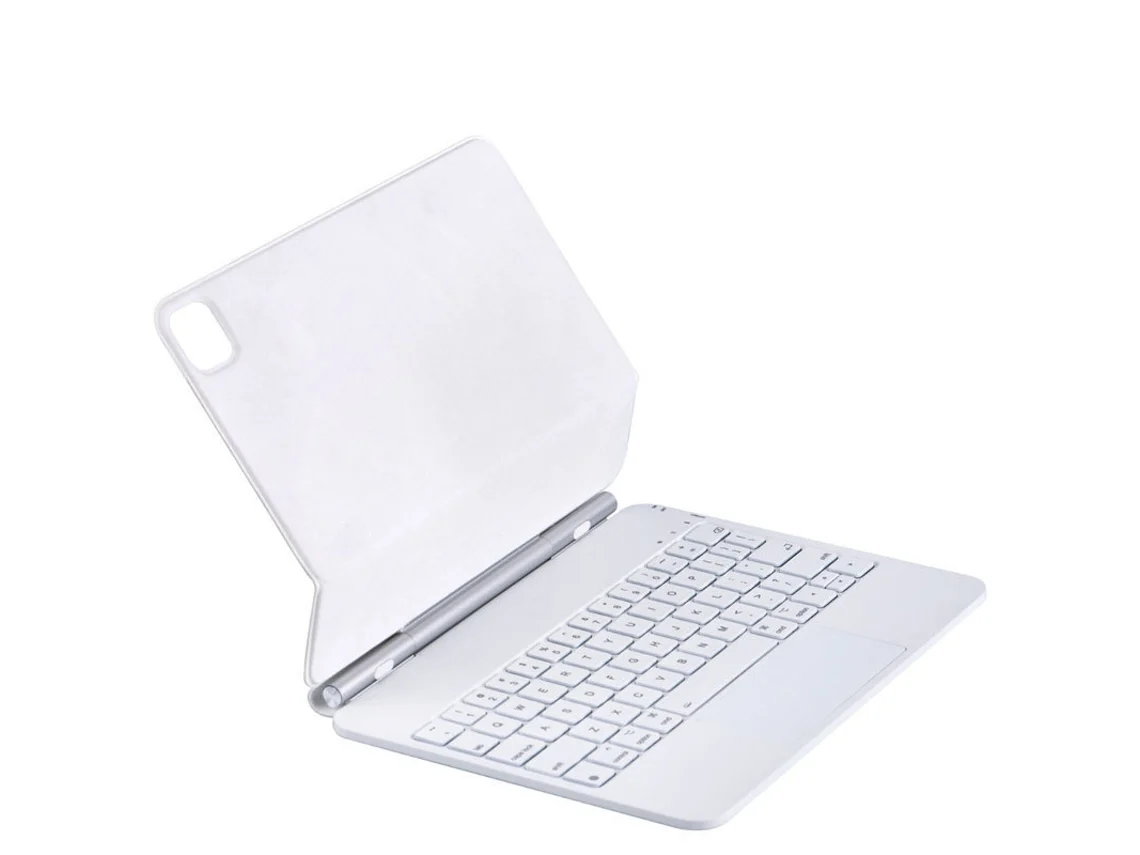 Funda con teclado Bluetooth Fwinl para iPad Air 5 de 10,9 x 7 pulgadas (con suspensión y adsorción magnética mágica) - Blanco portugués