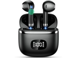Auriculares Bluetooth JIAPEI con graves de 5,3 V, 40 horas de reproducción, iluminación LED, micrófono, cancelación de ruido y clasificación IPX6.
