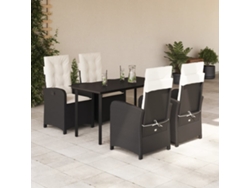 Juego de comedor de jardín de 5 piezas con cojines de mimbre negros de DKD Home Decor