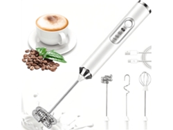 Espumador de leche eléctrico para café, con 3 velocidades y 3 varillas batidoras reemplazables, ideal para café y capuchino.