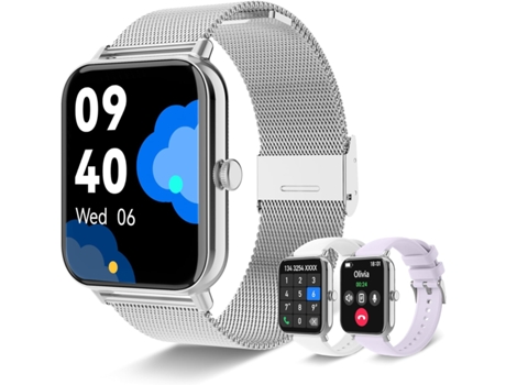 VEANXIN Reloj inteligente con pantalla táctil HD de 1,85 pulgadas, rastreador de actividad resistente al agua, plateado lavanda y blanco