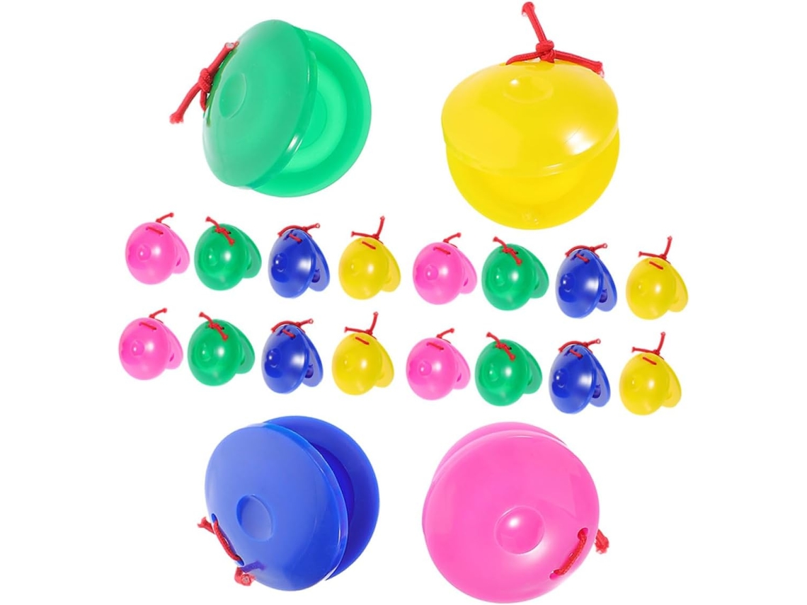 Castañuelas Rítmicas De Plástico Multicolorido De 20 Piezas Para Niños Y Niñas