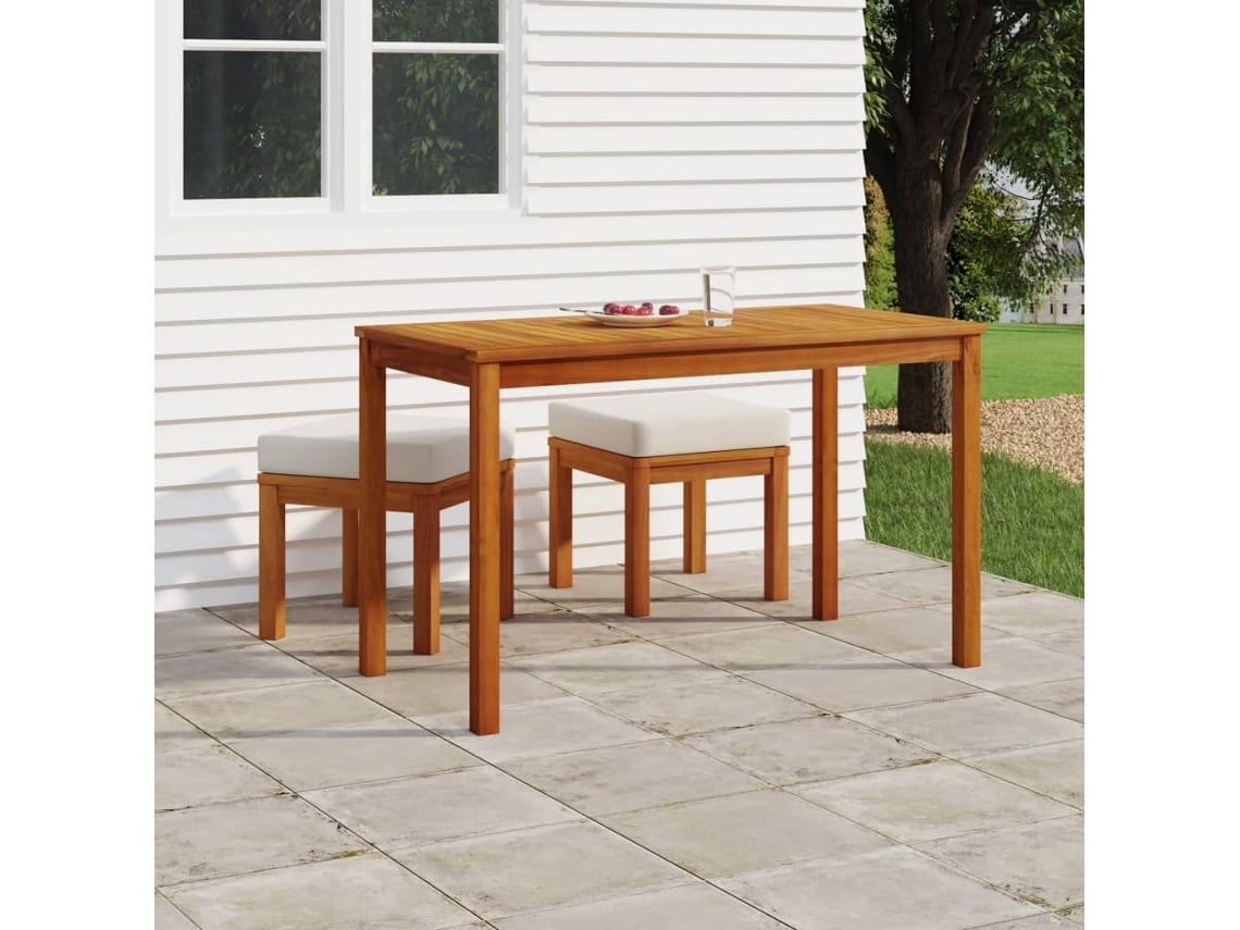 Conjunto de comedor de jardín de 3 piezas DKD Home Decor con cojines de acacia maciza