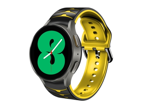 Correa Smartwatch para Samsung Galaxy Watch 4 44mm Silicona con Textura Curvada (Negro + Amarillo)