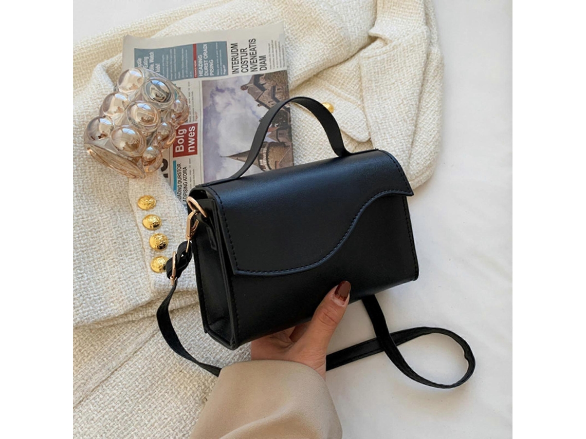 Bolso de hombro con asa superior, bolso cruzado de viaje, bolso mensajero para mujer, negro.