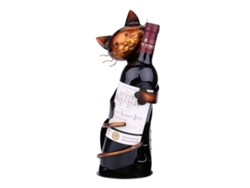 Botellero decorativo de metal con forma de gato
