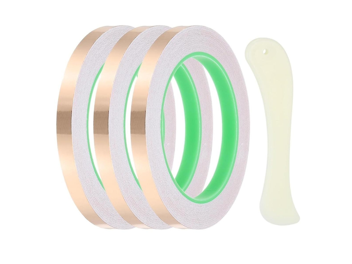 Cinta de cobre de 22 yardas, 3 rollos, con herramienta para vitrales, conductor y raspador para manualidades. Rosewell (20,3 cm)