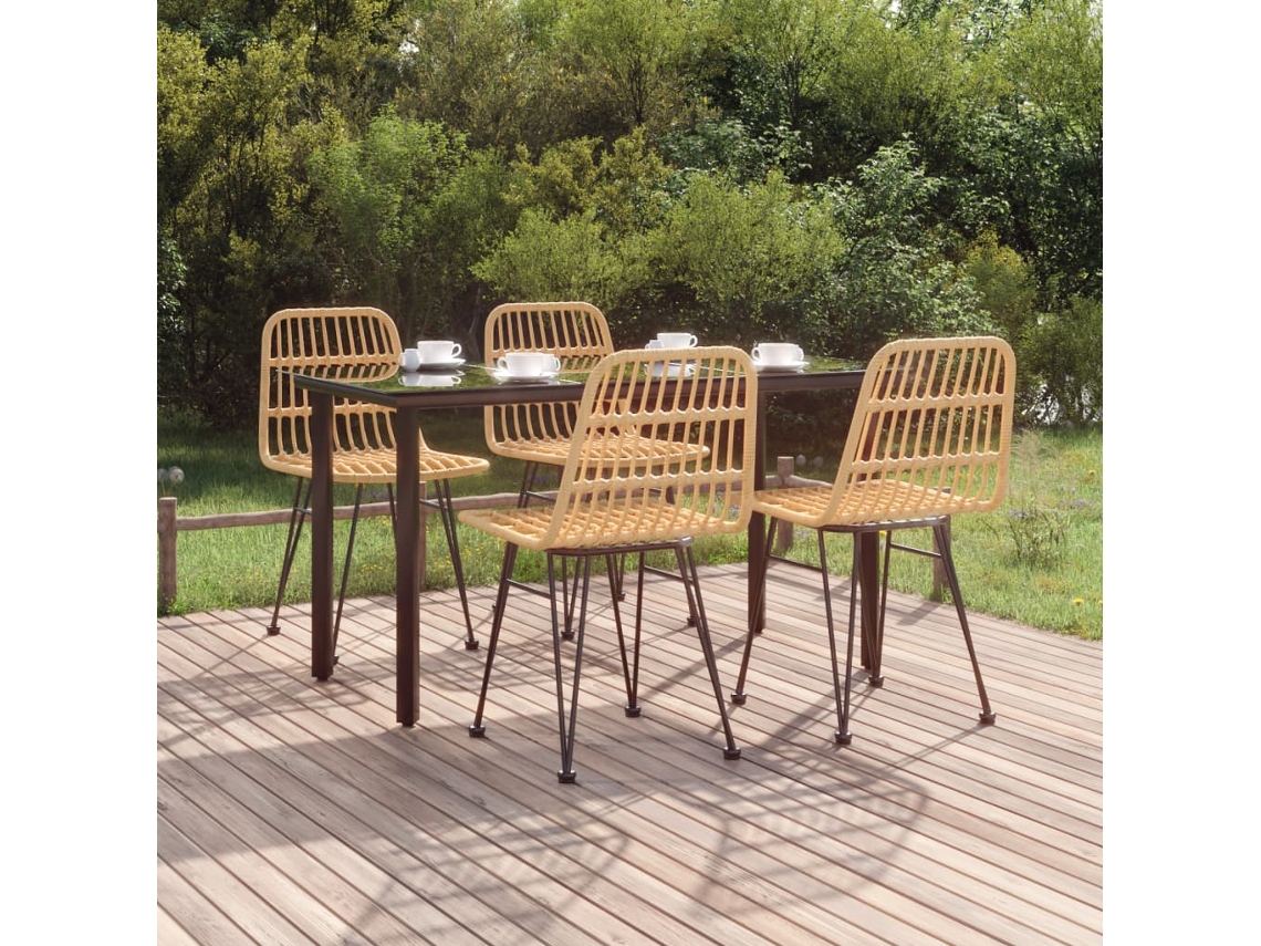 Juego de comedor de jardín de 5 piezas en mimbre PE Dkd Home Decor