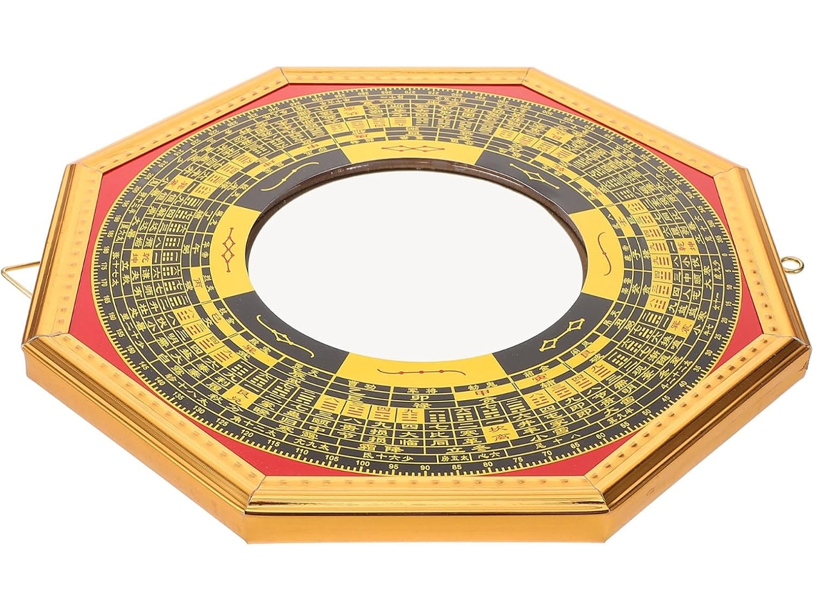 Té, Decoración, Espejo Convexo De Pared Bagua De Aluminio Ligero De 26 Cm