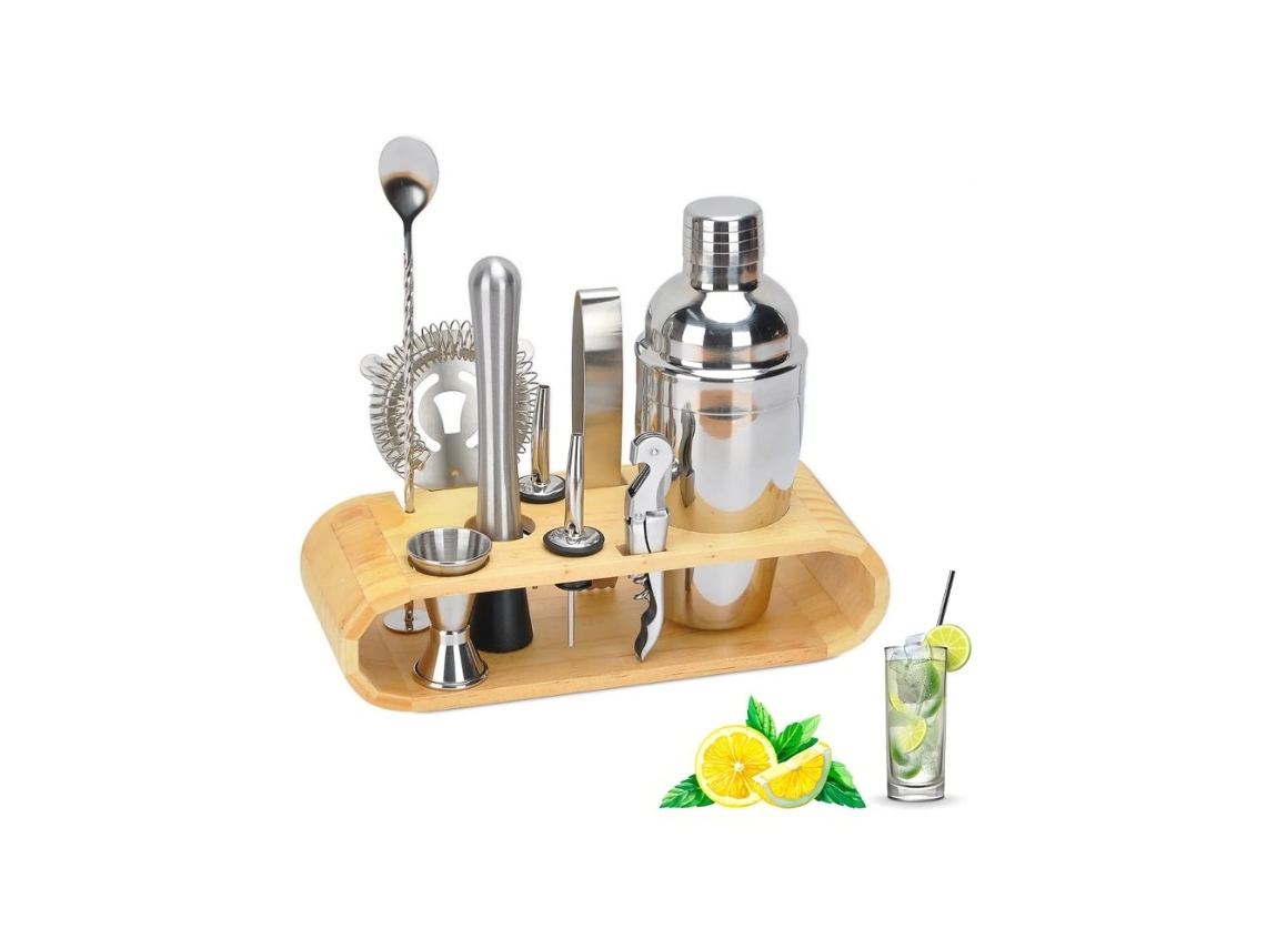 Juego de coctelera profesional de acero inoxidable de 10 piezas para bartenders, herramientas para preparar bebidas (750 ml) Gertiz