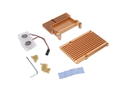 Cubierta de refrigeración dorada con ventilador para Raspberry Pi 4 B