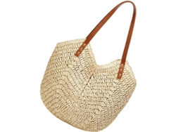 Bolso De Mano Ligero Y Espacioso Para Mujer, De Paja Tejida, Con Cómoda Correa Para El Hombro.