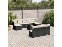 Conjunto de sofás de jardín de 11 piezas DKD Home Decor con cojines de mimbre negros