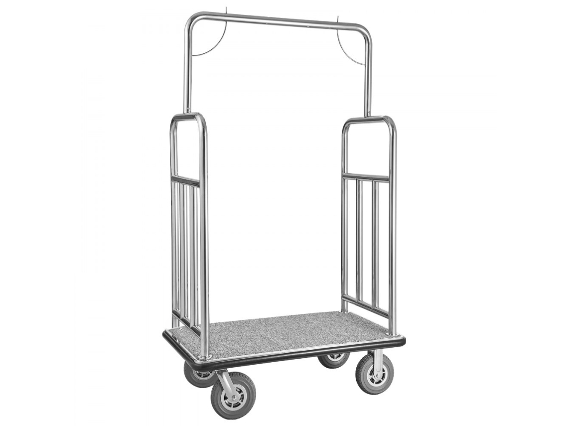 Carro portaequipajes de acero inoxidable de 540 kg con 8 ruedas Tekmaquinas